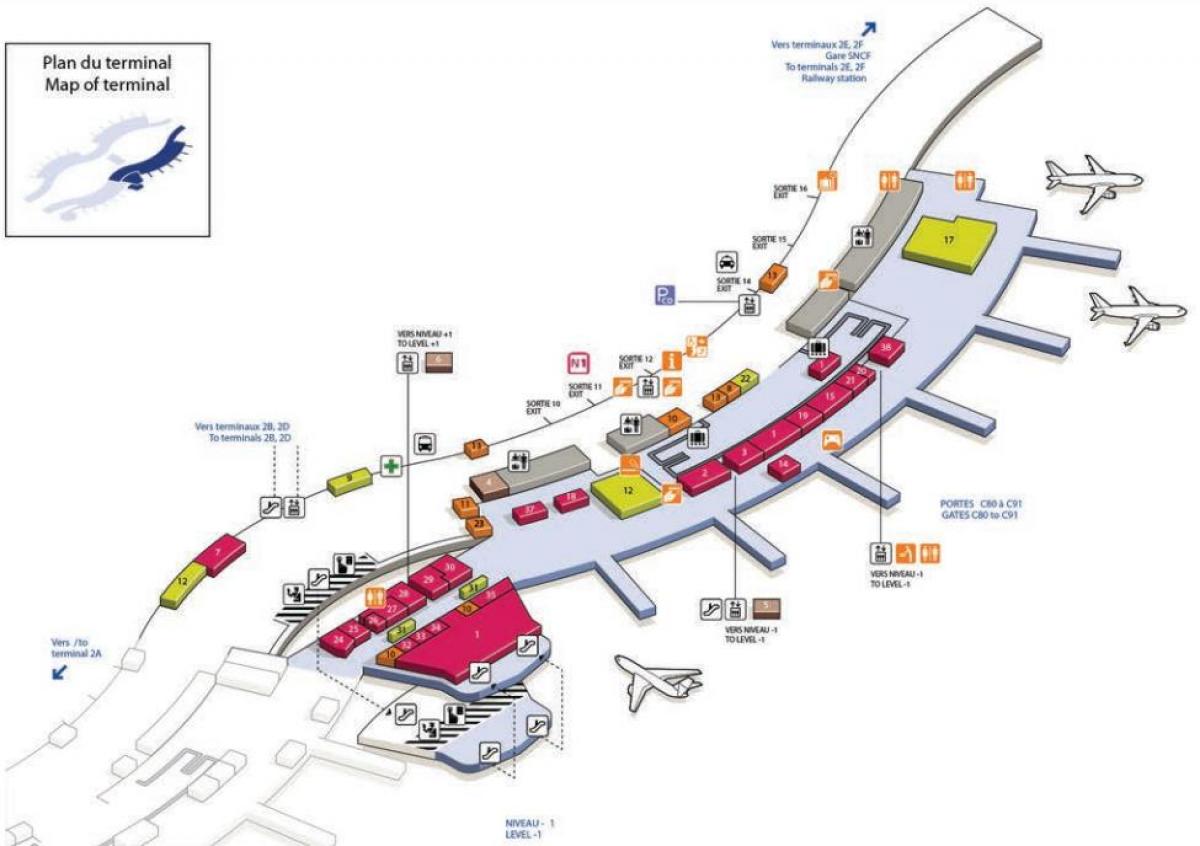 CDG haritası havaalanı terminal 2C