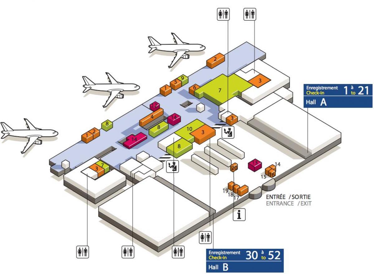 3 CDG haritası havaalanı terminal