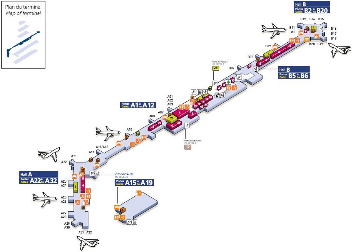 Güney Orly havaalanı haritası