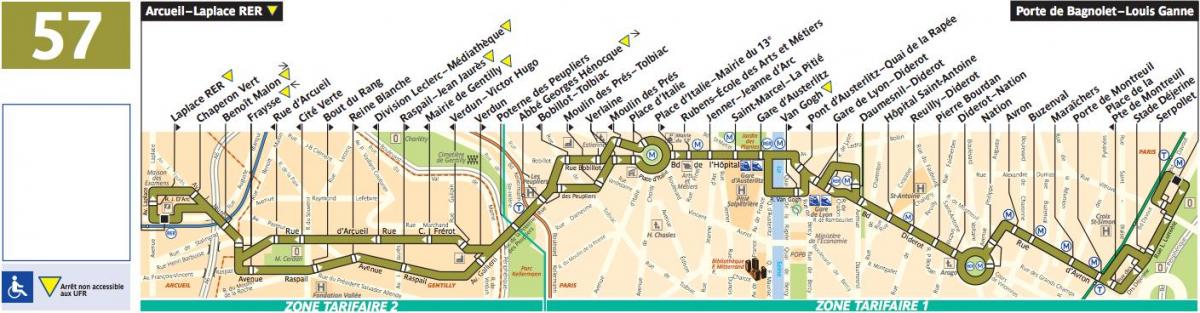 Otobüs harita Paris hattı 57
