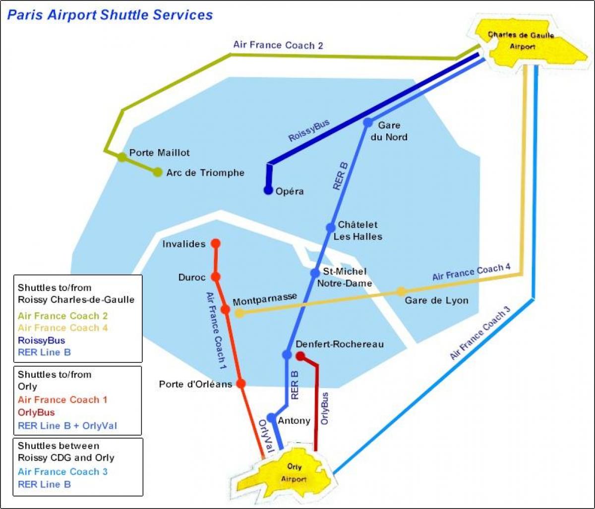 Paris haritası havaalanı servisi
