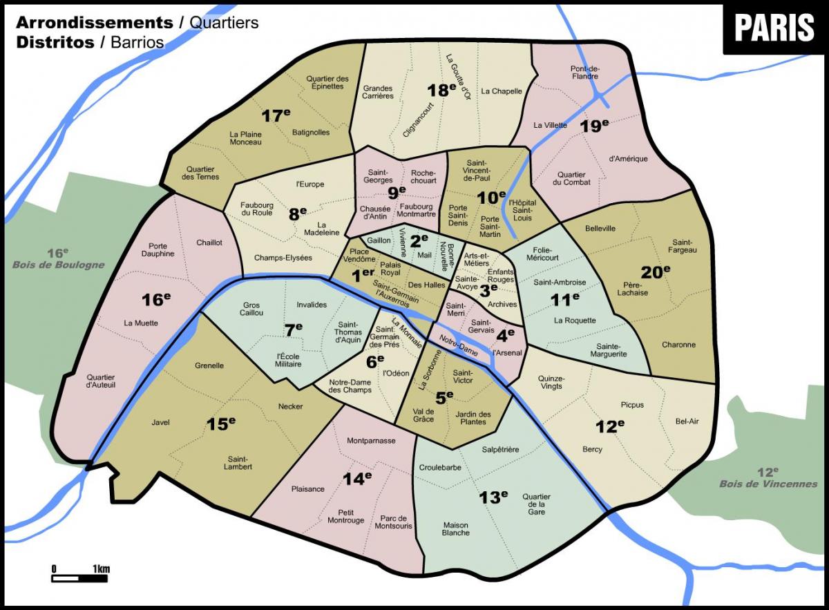 Paris haritası mahalleleri