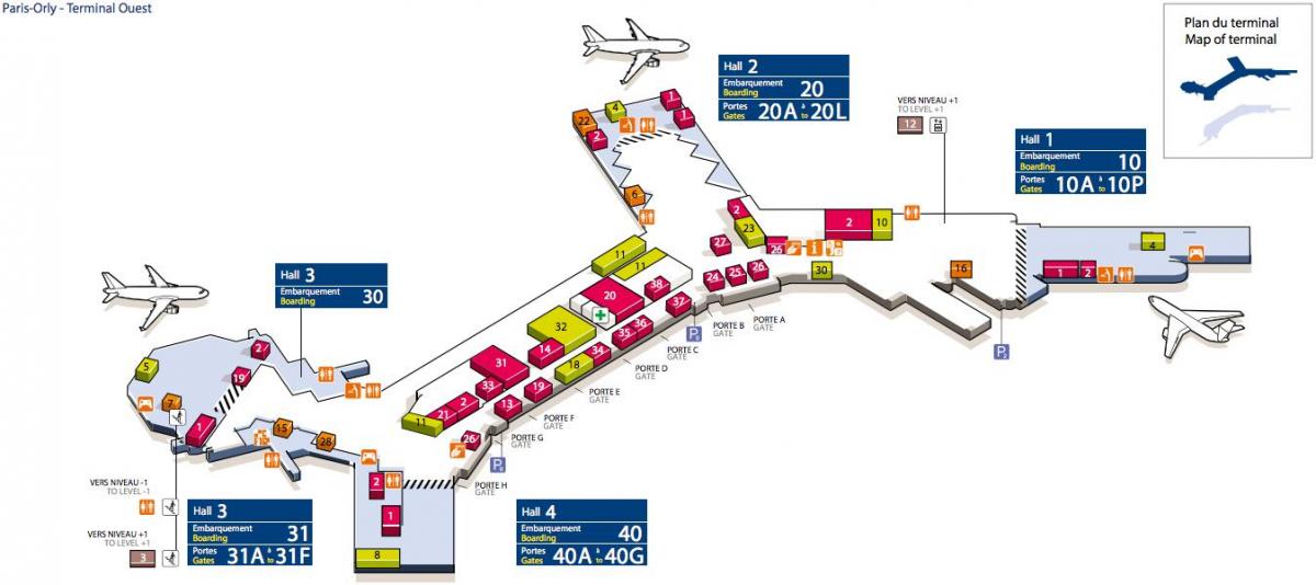 Batı Orly havaalanı haritası