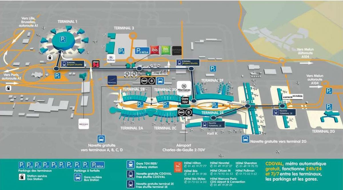 CDG havaalanı haritası
