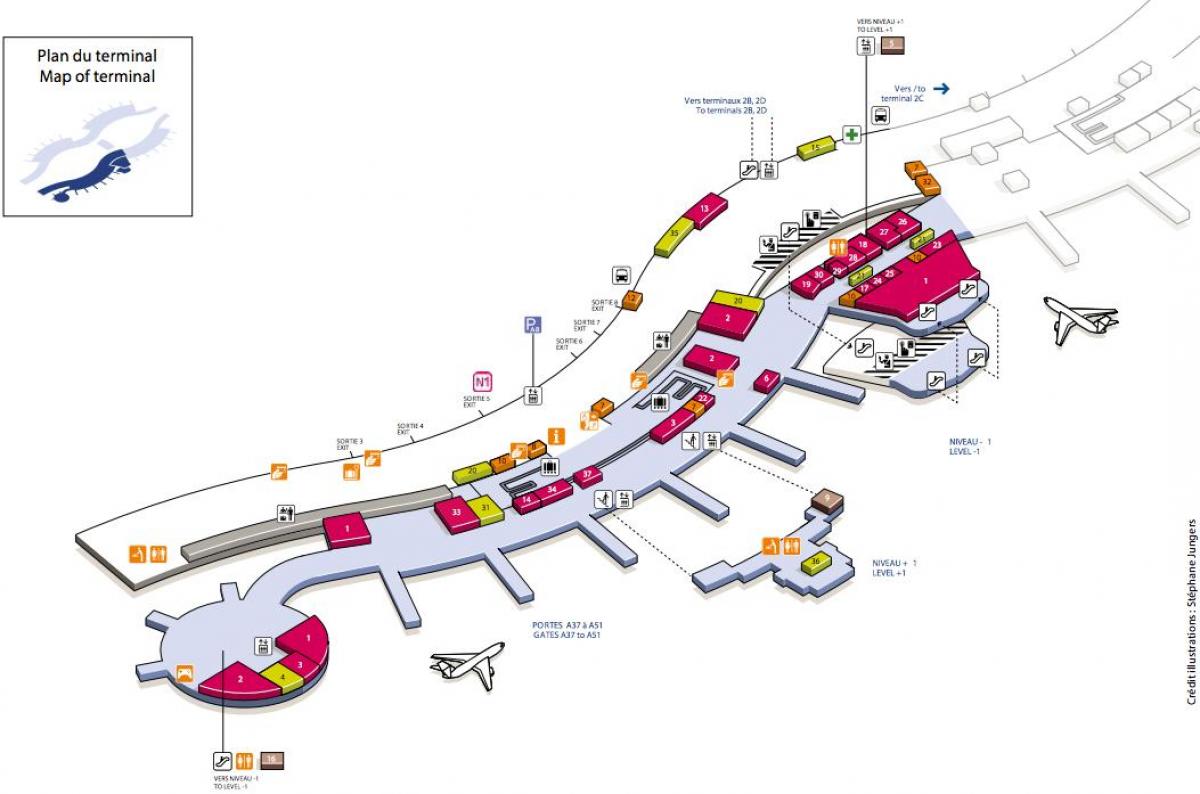 2A CDG haritası havaalanı terminal