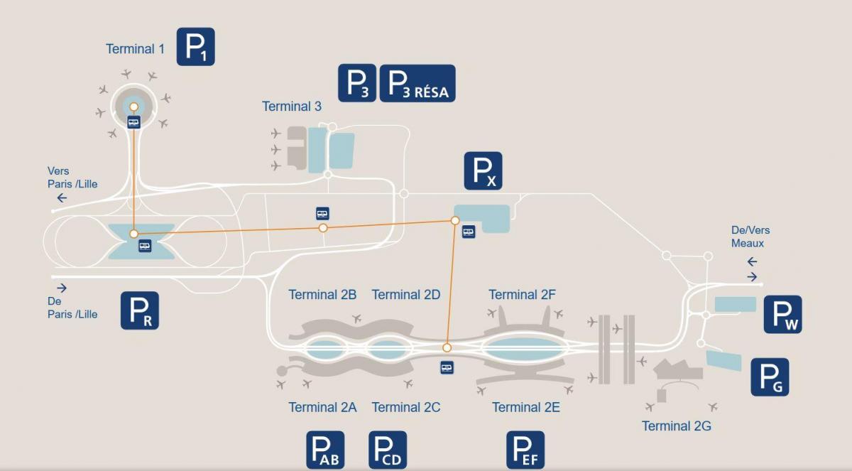 CDG havaalanı Park haritası