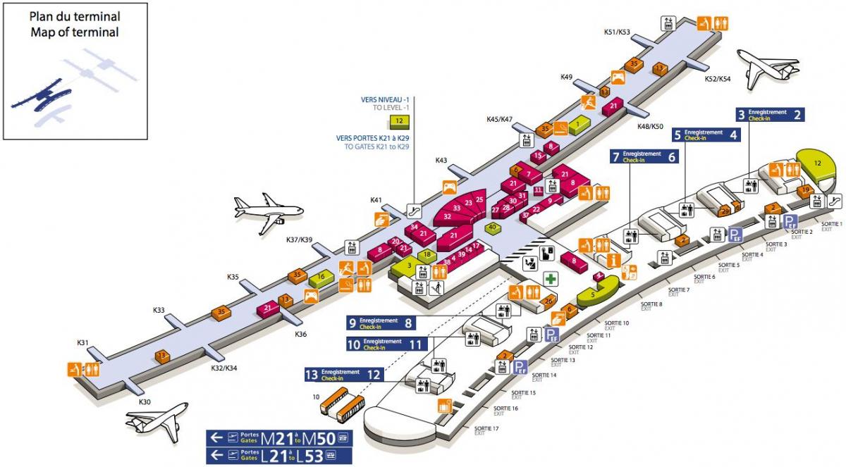 CDG haritası havaalanı terminal 2E