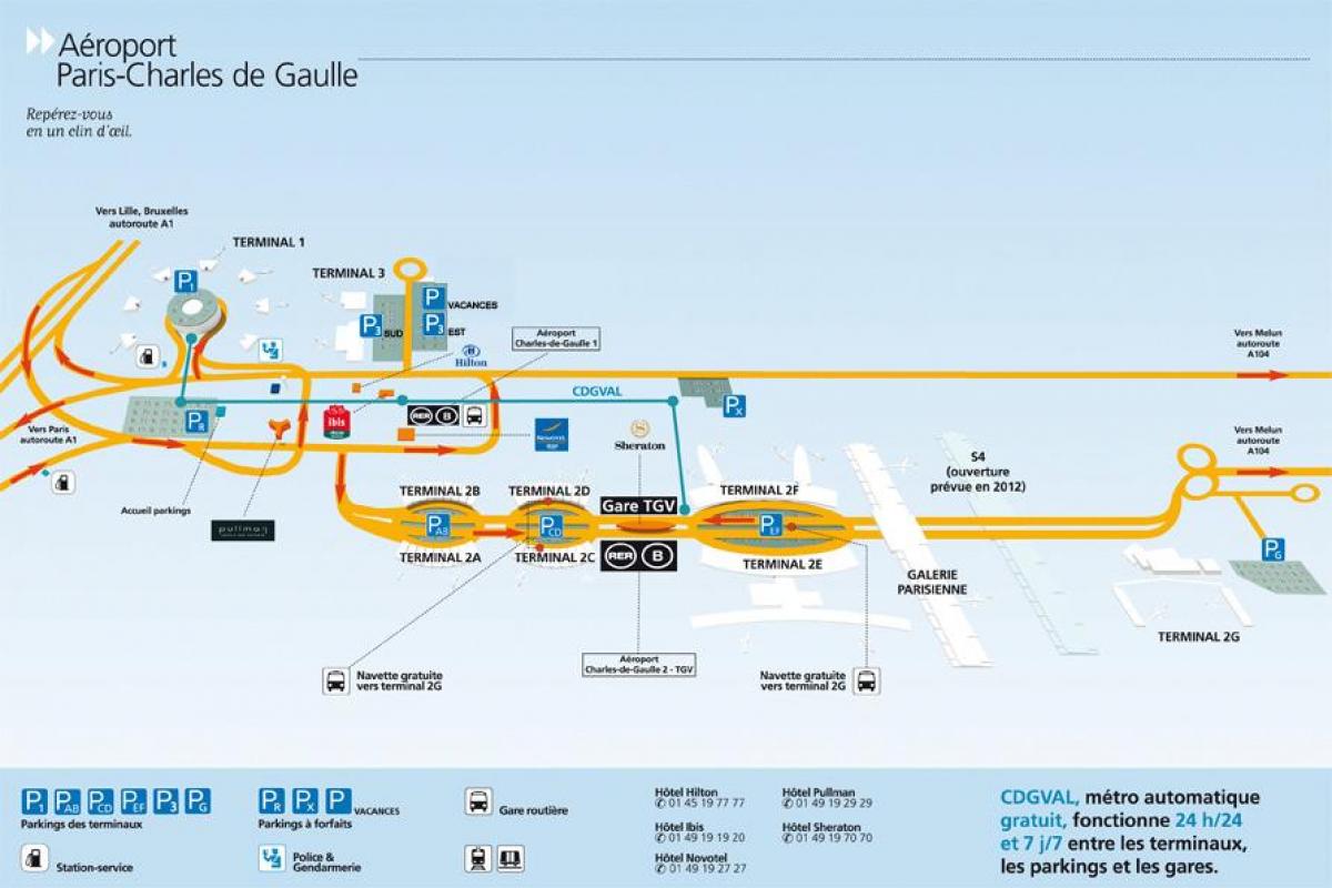 Charles de Gaulle havaalanı haritası