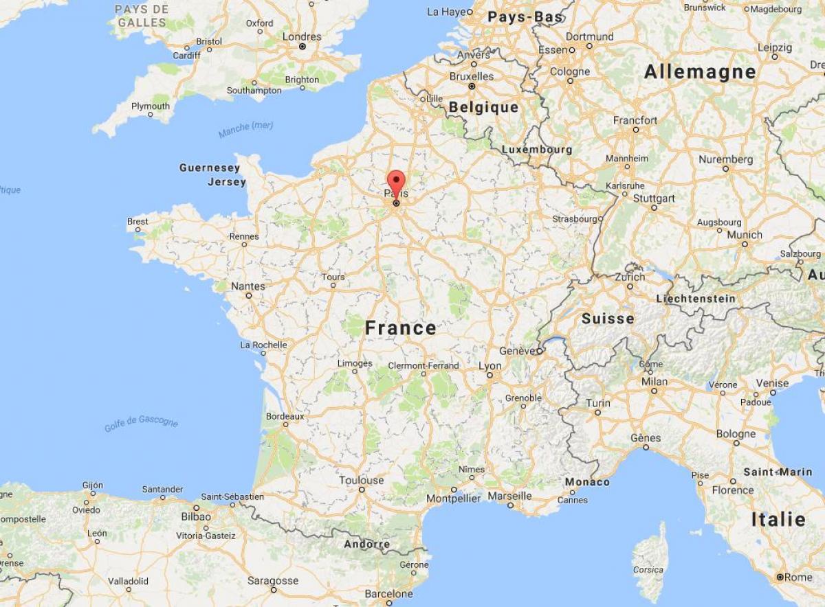 Fransa harita üzerinde paris haritası