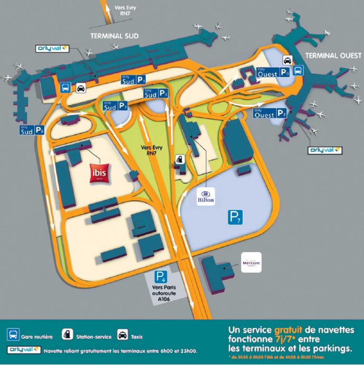 Orly havaalanı haritası