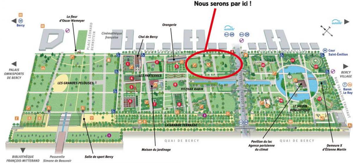 Parc de Bercy haritası