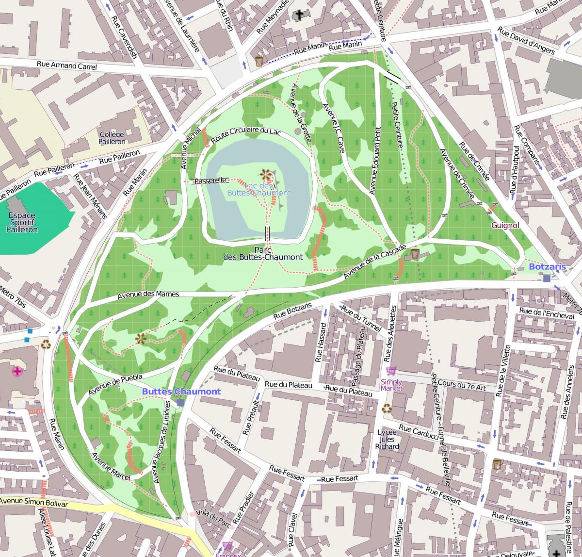 Parc des Buttes-Chaumont haritası
