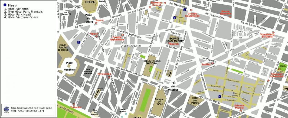 Paris'in 2. bölgesinde haritası