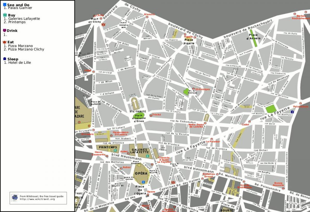Paris'in 9. bölgesinin haritası