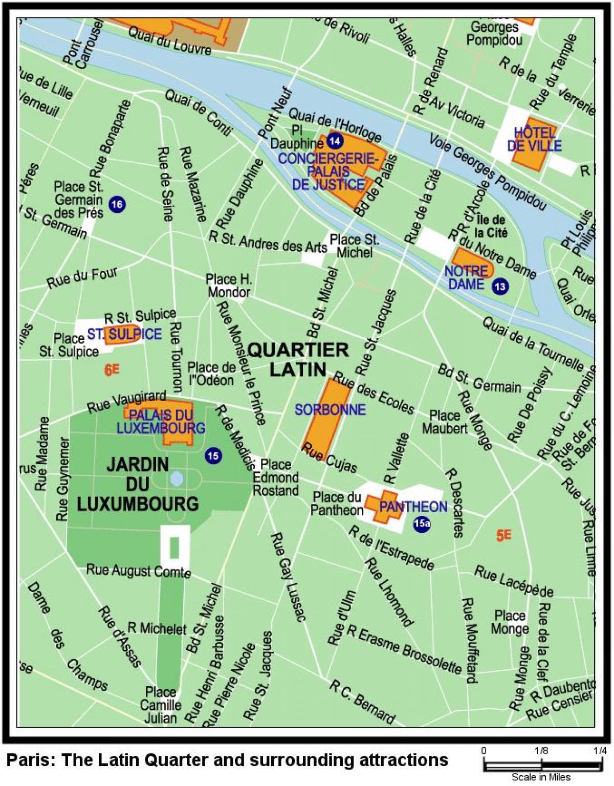 Paris'in Latin Mahallesi haritası