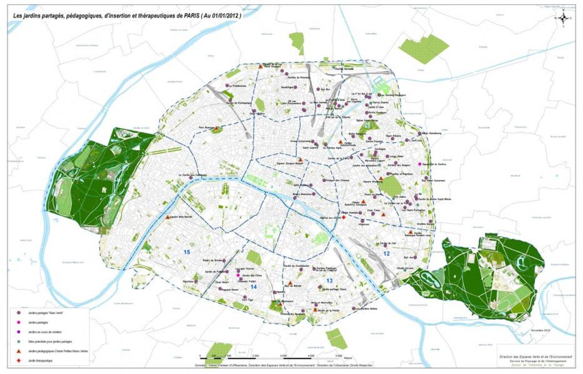 Paris haritası Bahçeleri