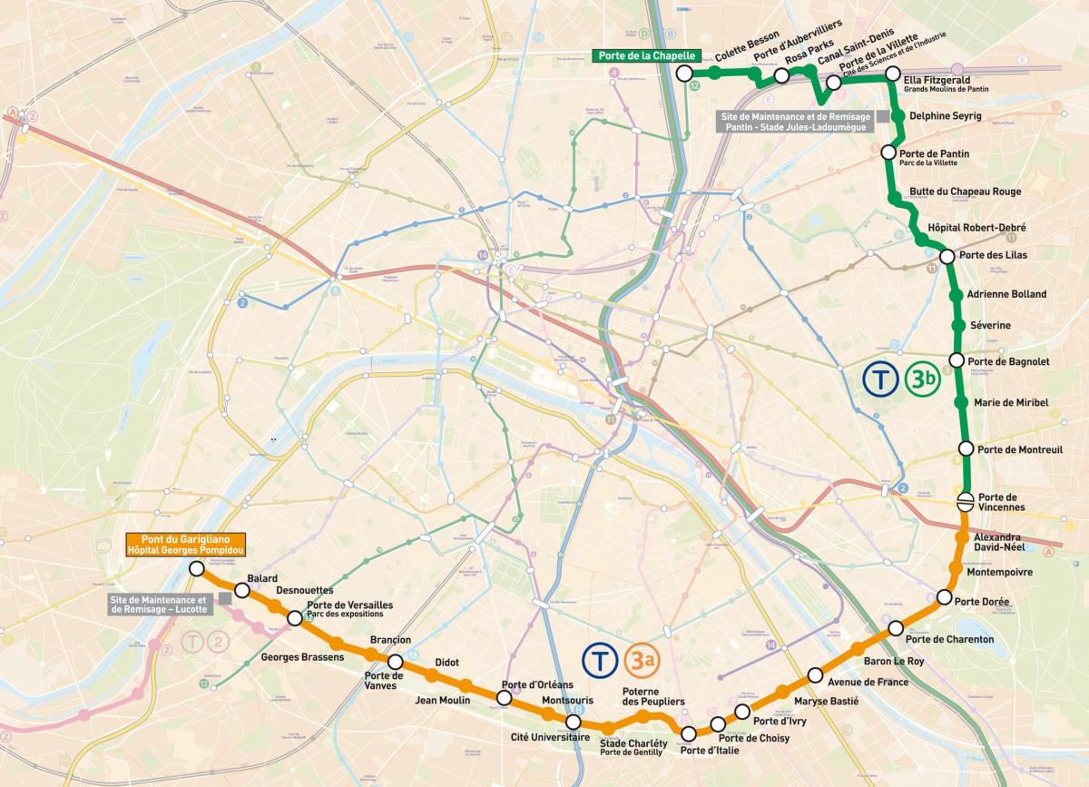 Paris haritası Tramways