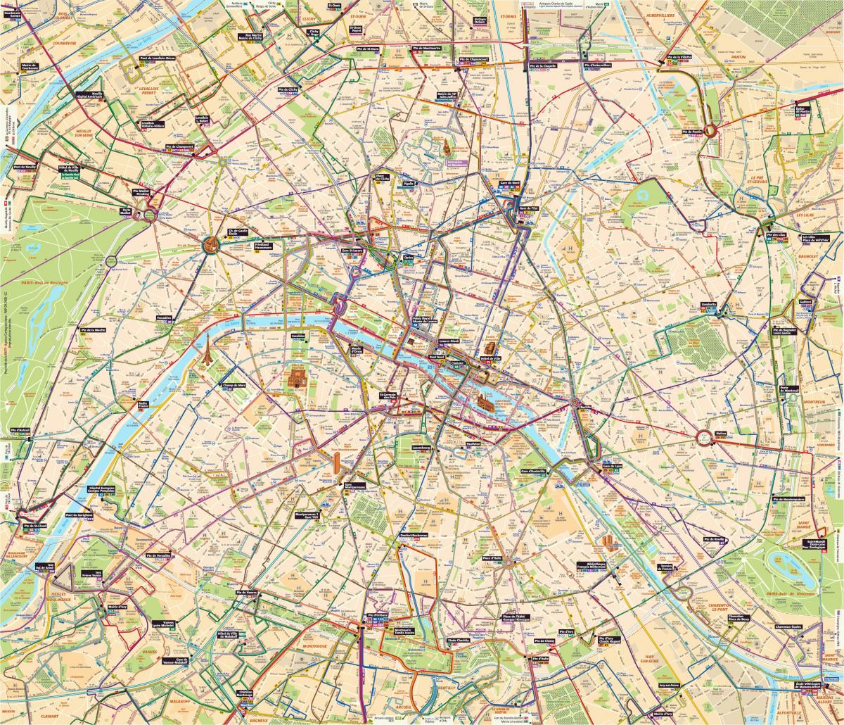 Paris haritası otobüs
