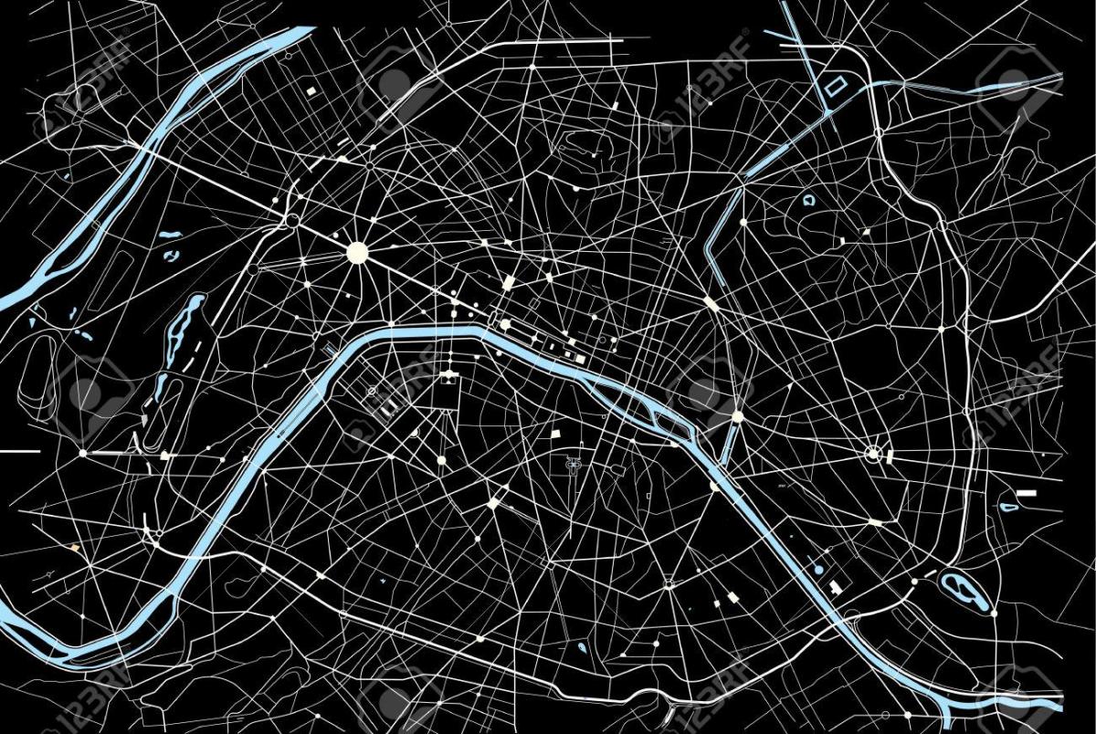 Paris haritası Siyah Beyaz