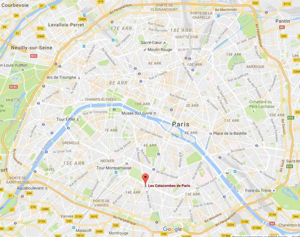 Paris Yeraltı Mezarları haritası