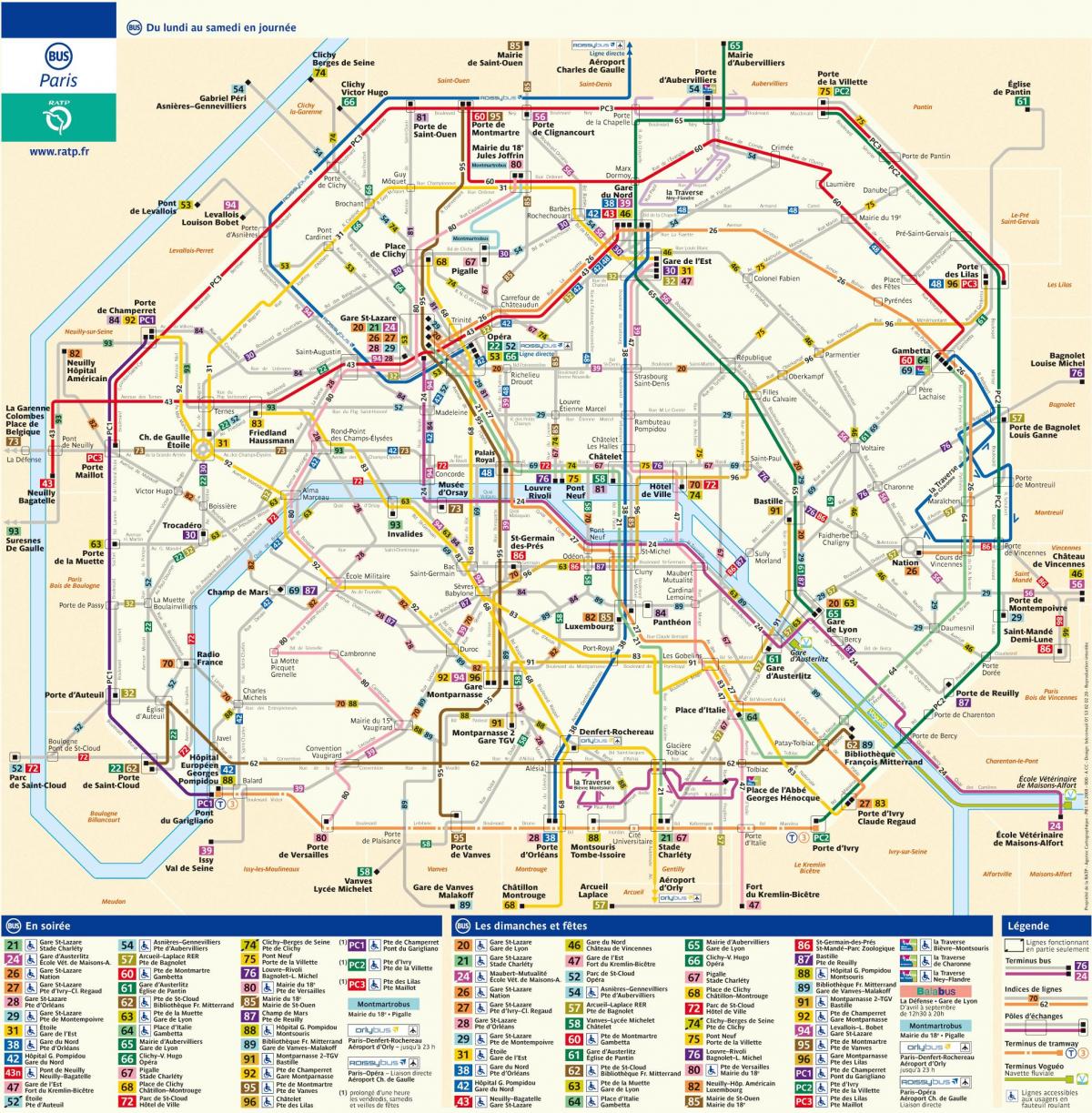 RATP otobüs haritası