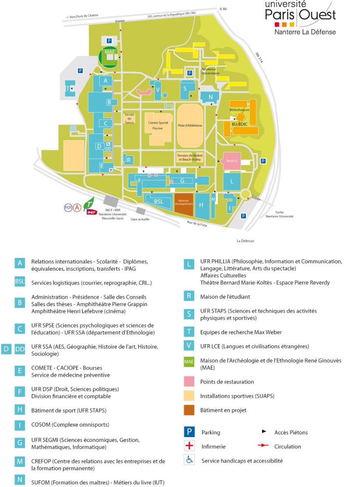 Üniversite Nanterre haritası