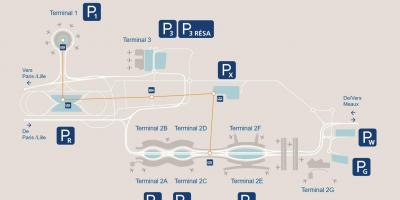 CDG havaalanı Park haritası